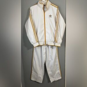 Adidas White and Gold Tracksuit